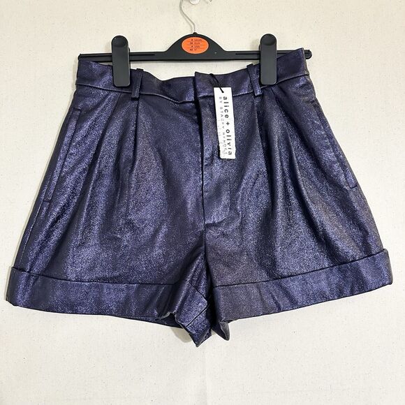 NEW $275 Alice & Oliva Conry Women Size 2 Pleated Faux Leather Shorts Party